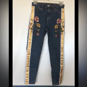Topshop Moto Jamie Floral Stripe Jeans